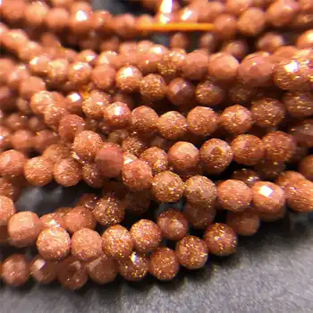 

2 mm Faceted Natural gold sandstone stone Beads Round Small Loose Minerals Beads For Jewelry Making Bracelet Necklace handmade