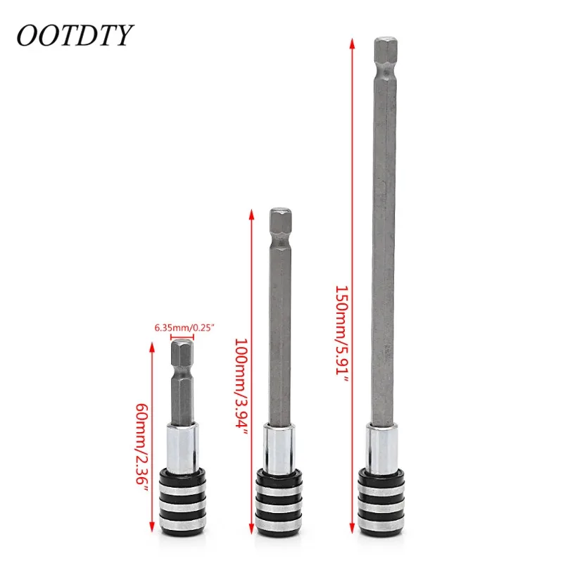 OOTDTY 3 шт. 1/4 ''Шестигранная БЫСТРОРАЗЪЕМНАЯ Отвертка Держатель Бит удлинитель 60-150 мм