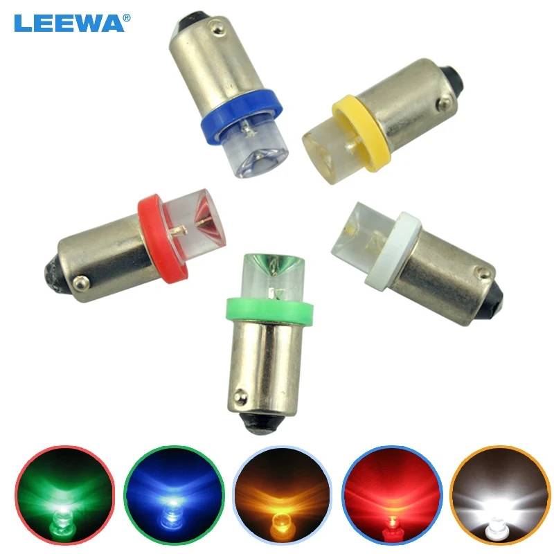 

LEEWA 5PCS 5-Color BA9S W5W 1895 Car LED Indicator Light Interior Lamps Concave Bulbs DC12V #CA1649