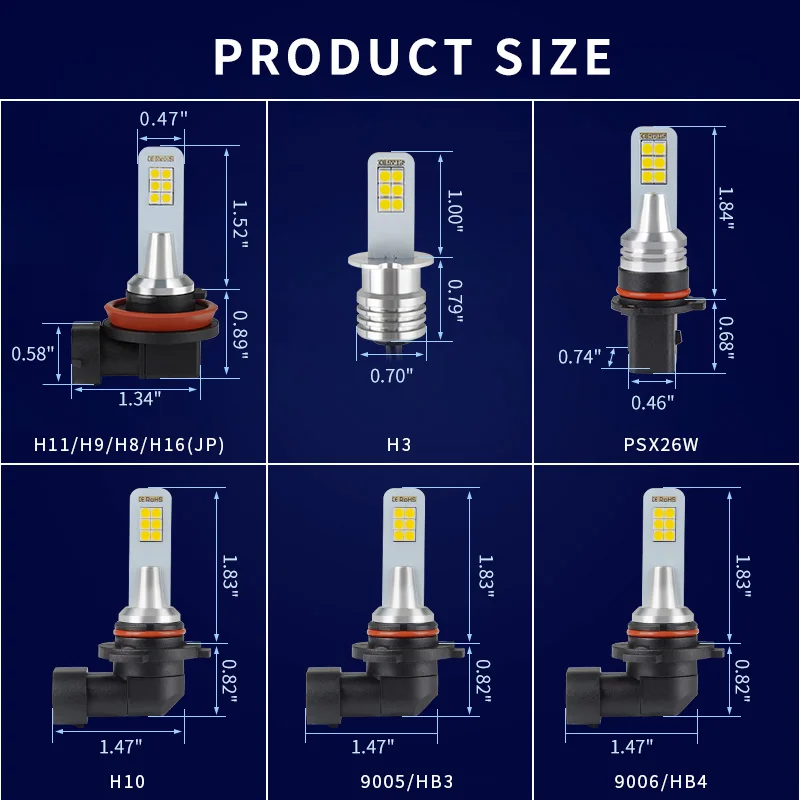 Противотуманные фары NAO H11 LED H3 HB4 H16 H8 H10 8 Вт 9005 лм HB3 3030 автомобисветодиодный