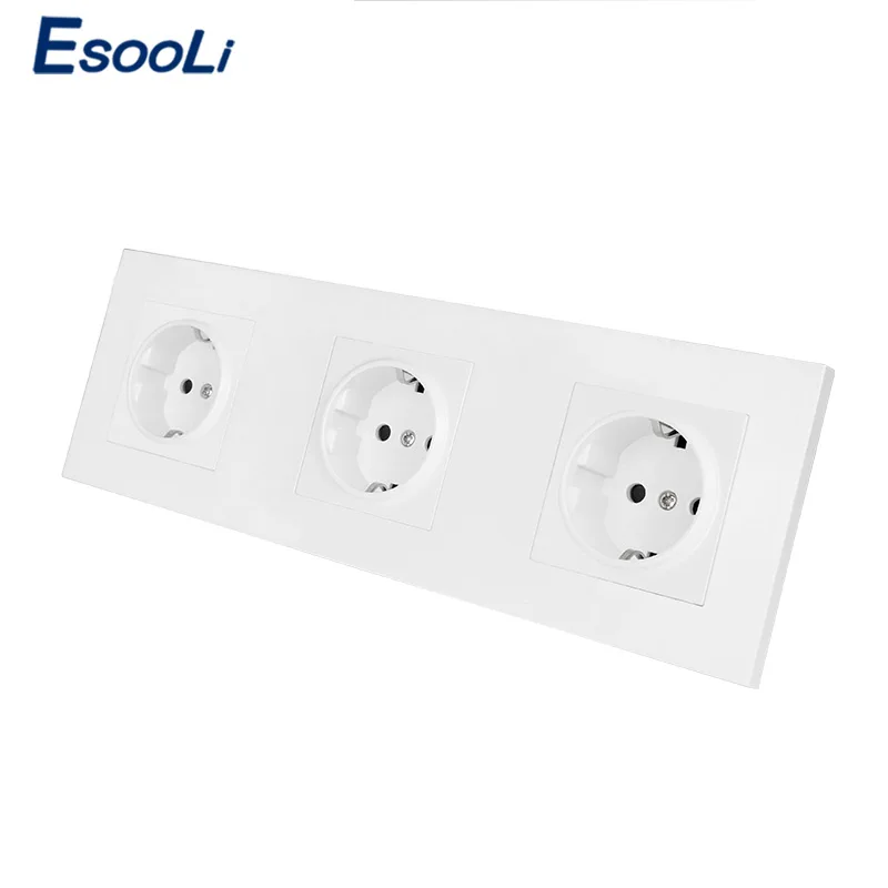 Белая настенная панель Esooli для ПК заземленная 3 сторонняя розетка электрическая