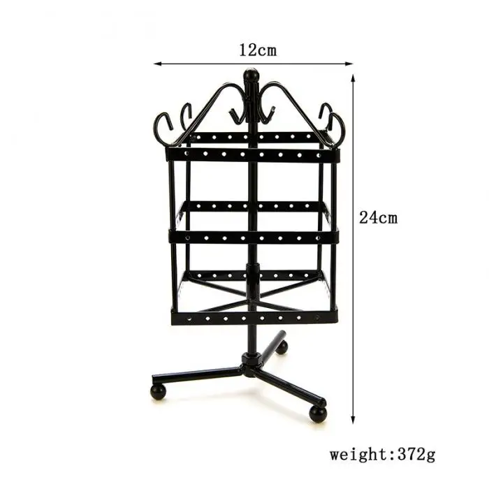 96 Отверстия Серьги Подставка для ожерелья ювелирных украшений полки поворачивающийся металлический Дисплей подставка держатель KQS8