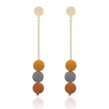 8 сезонов, новая мода, разноцветные Круглые деревянные серьги с кисточками, серьги-гвоздики, простая Длинная подвеска, модная женская и Девичья бижутерия, подарок, 1 пара