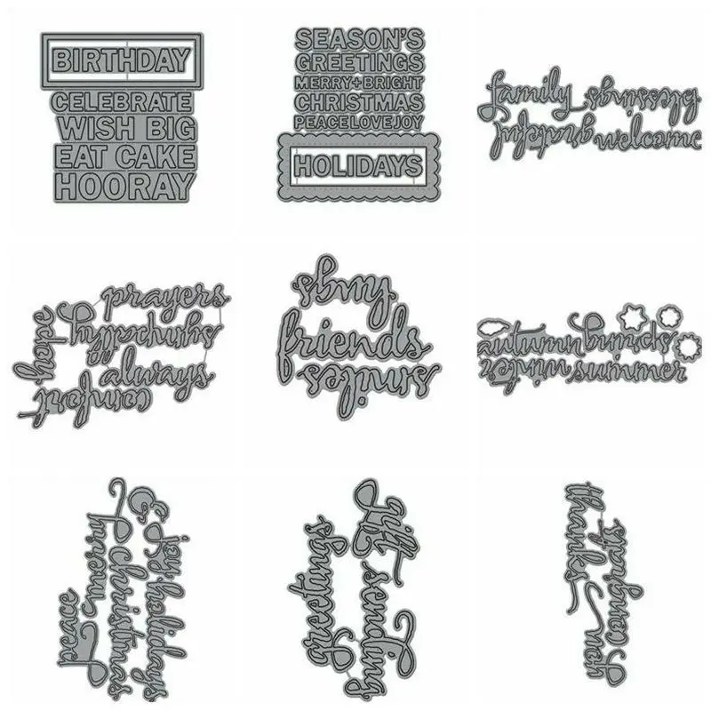 

Words Metal Cutting Dies Stencil Scrapbook Album Paper Card DIY Embossing Craft Fun Paper Cards New