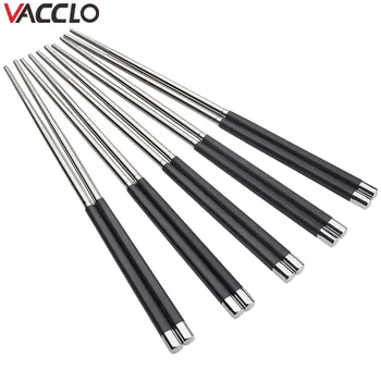 

Vacclo 1pair 304 Household Non-slip Stainless Steel Chopsticks Solid Wood Silver Iron Alloy Chopsticks Kitchen Hotel Tableware