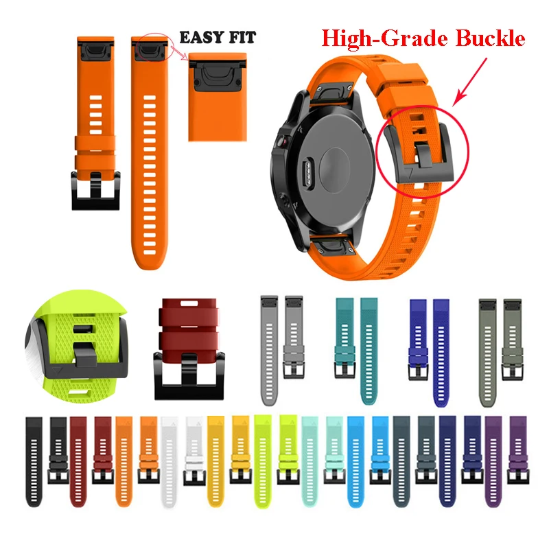 

26 22 20MM Watchband Strap for Garmin Fenix 5X 5 5S Plus 3 3HR D2 S60 Watch Quick Release Silicone Easyfit Wrist Band Strap