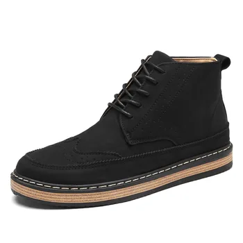 

New Winter Shoes Fashion Leather Men Boots Ankle Motorcycle Boots