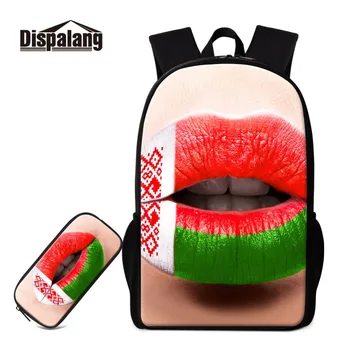 

Dispalang 3D Russian Elements Style Prints on Backpack and Pencil Box Set Schoolbags with Pen Case Students Supply Girl Rucksack