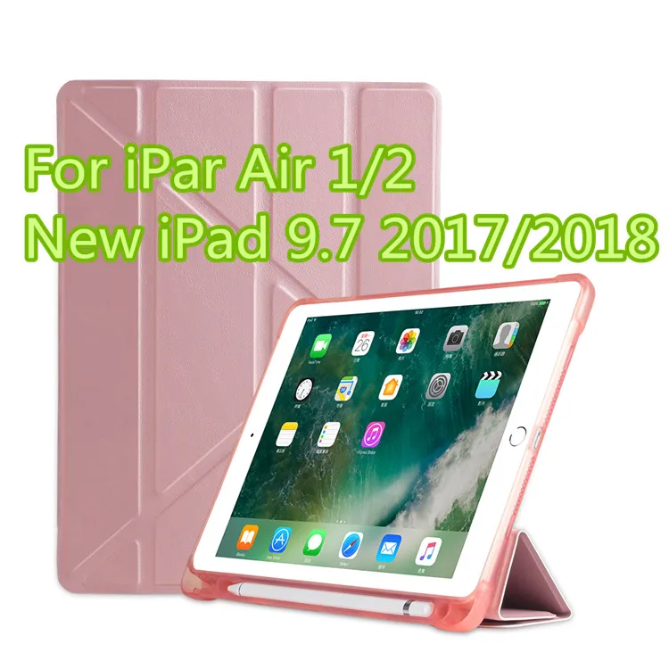 Кожаный чехол для ipad 9,7, умный чехол для ipad Air 2 1 5 6 Pro 9,7, силиконовый чехол для ipad 6 поколения с держателем для карандашей - Цвет: rose gold