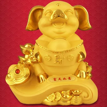 

Cartoon Golden Pig Piggy Bank Coin Bank Money Box Saving Money saving tank Pen container Home Decor Favor Gift Resin B