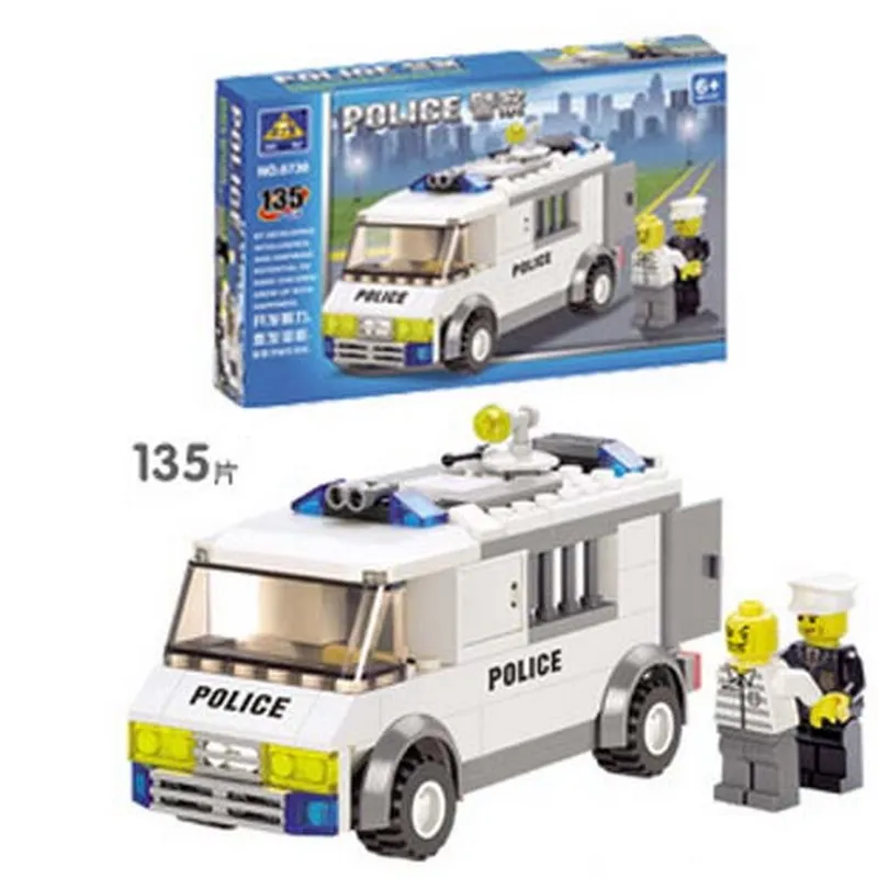 6730 Kazi City Police Prison Van Police Escort Car Model Building Blocks Enlighten Figure Toys For