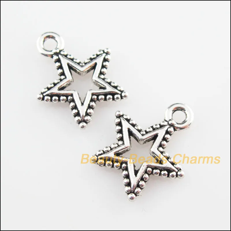 

15 New Pendants Tiny Star Frame Tibetan Silver Tone Charms 15x17.5mm