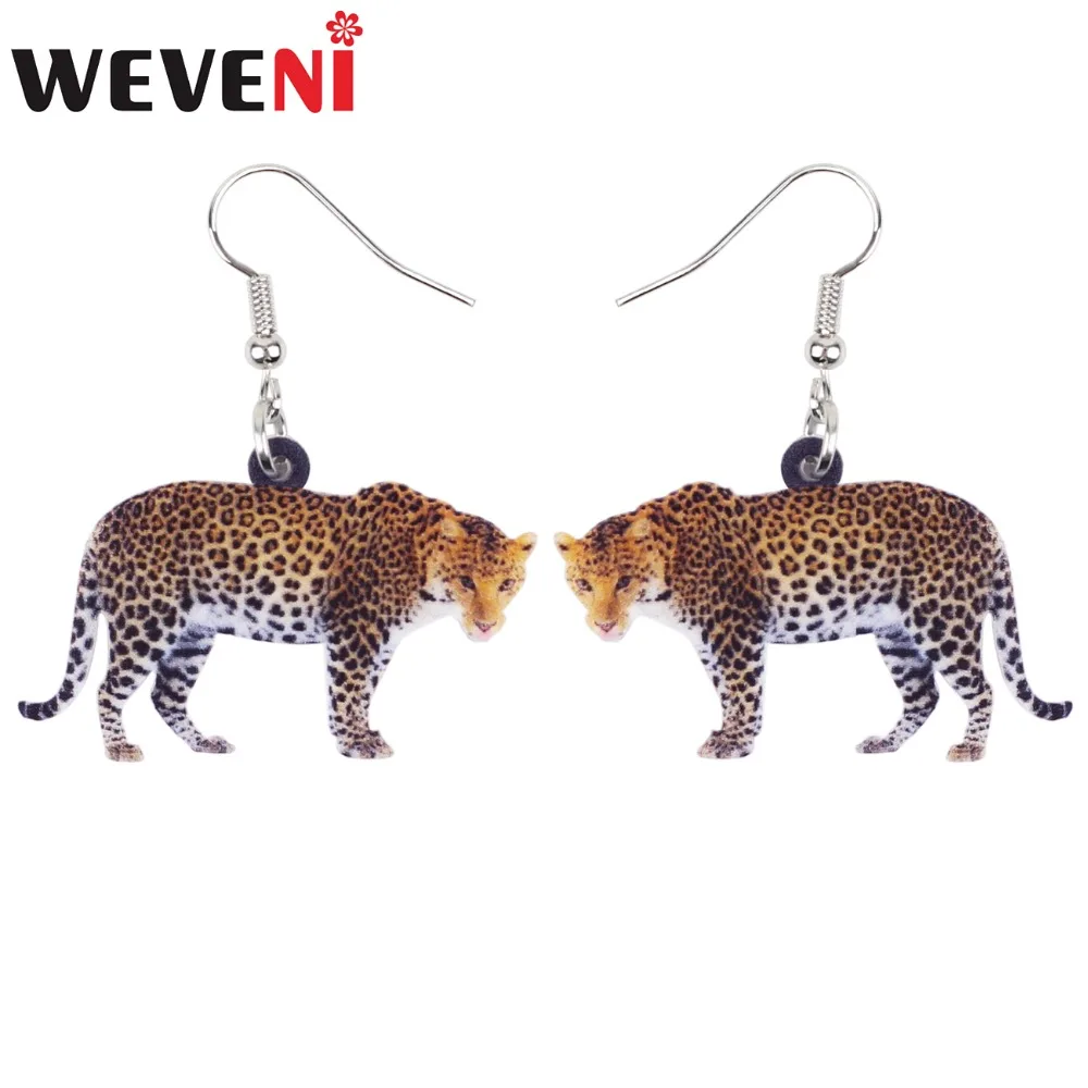 

WEVENI Acrylic Leopard Panther Earrings 2018 Long Dangle Drop Vintage Wild Jungle Animal Jewelry For Women Girls Wholesale Gift