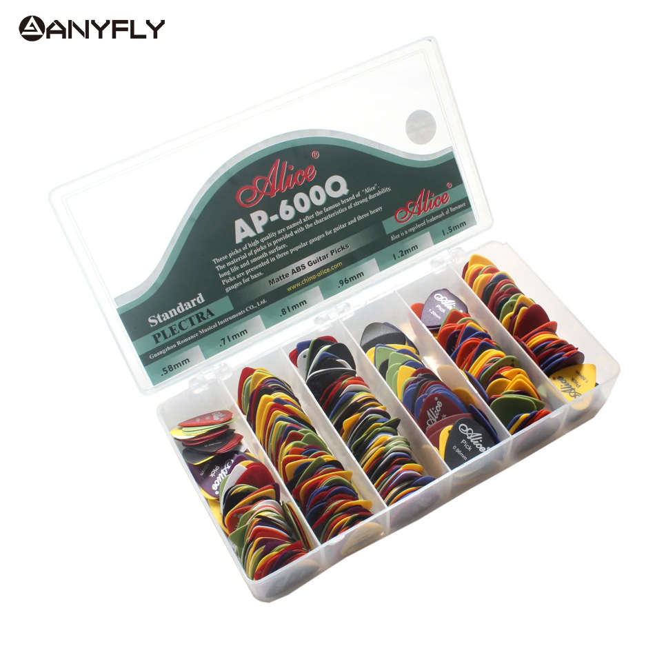 US $23.24 600pcs Alice AP600Q Acoustic Electric Guitar Picks Matte ABS Antiskid Plectrum Picks Assorted Color and Thickness Wholesale
