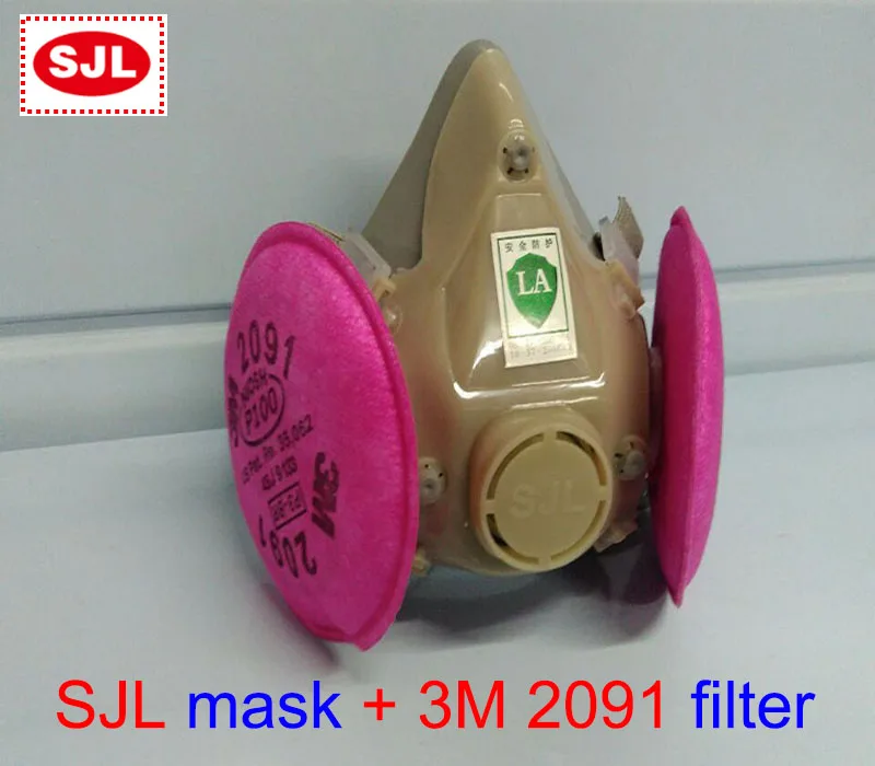 

SJL respirator mask +3M 2091 filter protective mask against dust particulates respirator dust mask
