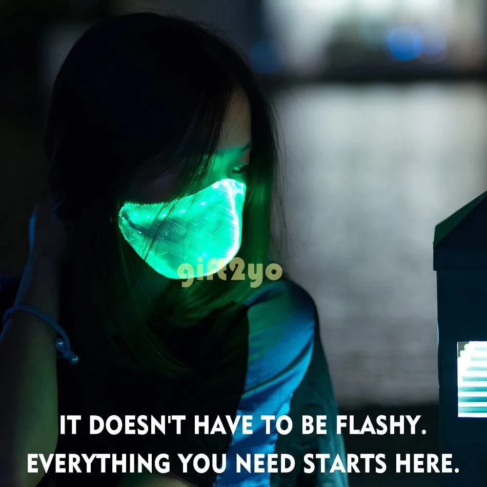 

Fiber Optic Luminous 7 Color Festival DJ Music Party Glow in the Dark Light up LED Christmas Halloween Rave Mask