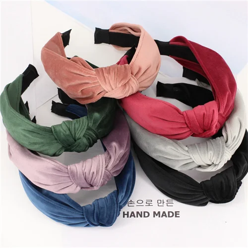 Knot Two Layer 3 шт./партия двухслойные бархатные эластичные повязки на голову для девочек, одноцветные скрученные Эластичный Тюрбан, Женская повязка для волос, аксессуары для волос - Цвет: Knot Two Layer