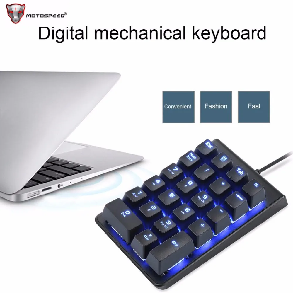 

Motospeed Mechanical Numeric Keypad Red Switch Wired Ice Blue Backlight Gaming Keypad 22 keys Mini Portable Numpad