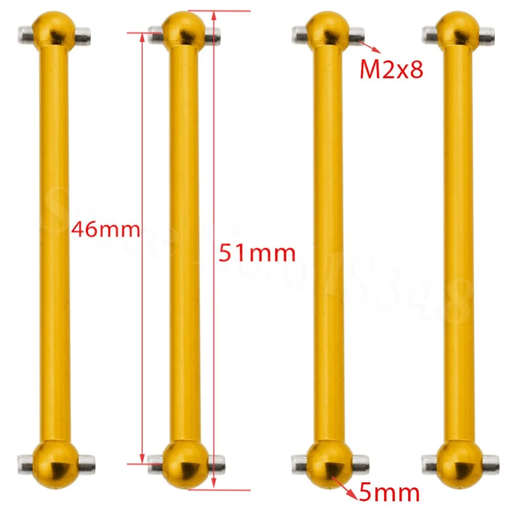 

4pcs Electric Himoto E18 Upgrade Parts Aluminum Dogbone Drive Shaft For 1/18 RC Car Spino M608
