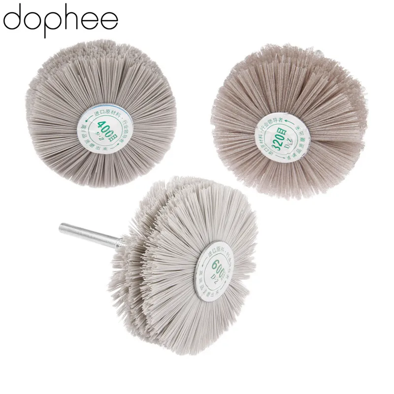 dophee Dremel Accessories Nylon Wheel Brush Wood Metal Polishing Buffing Grinding 320# 400# 600# for Drill Rotary Tool *3 | Инструменты