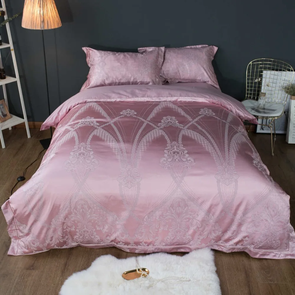 

Luxury Silk Bedding Sets Bedclothes sheets Full Queen King Size 1000TC Woven Girl's Home Decor European Modern Design 4-5 pieces