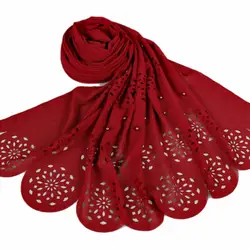 Высокое качество плотного шифона морщинка хиджаб шарф Для женщин ногтей жемчужина Выдалбливают Шарф увеличить Цвет Pearl шарф Sjaal шарфы
