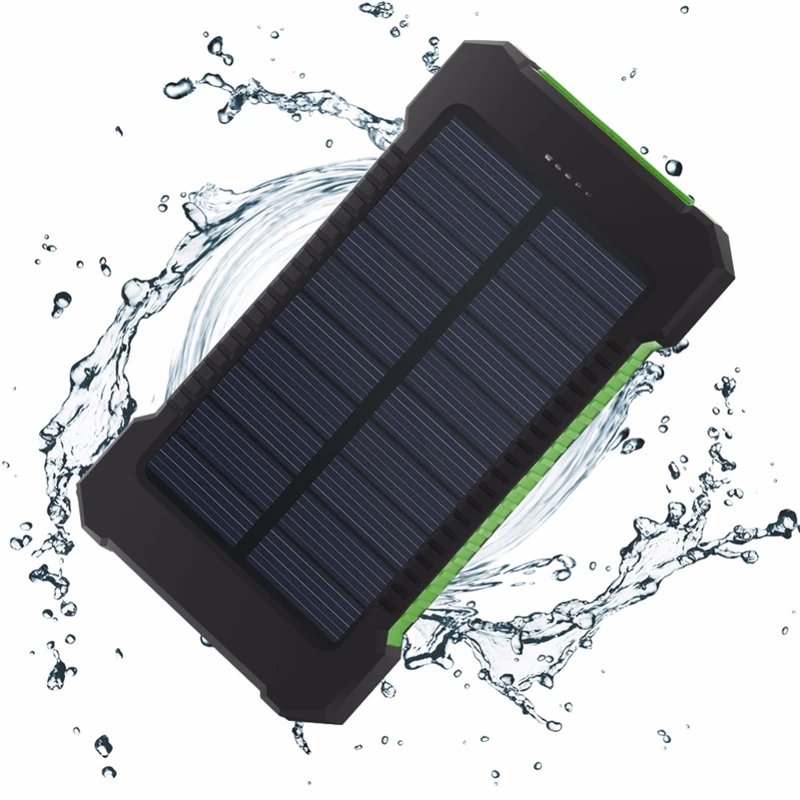 Портативное зарядное устройство 20000 мА/ч, солнечное зарядное устройство, Внешнее зарядное устройство, два порта, повербанк, мобильное зарядное устройство для Xiaomi iPhone
