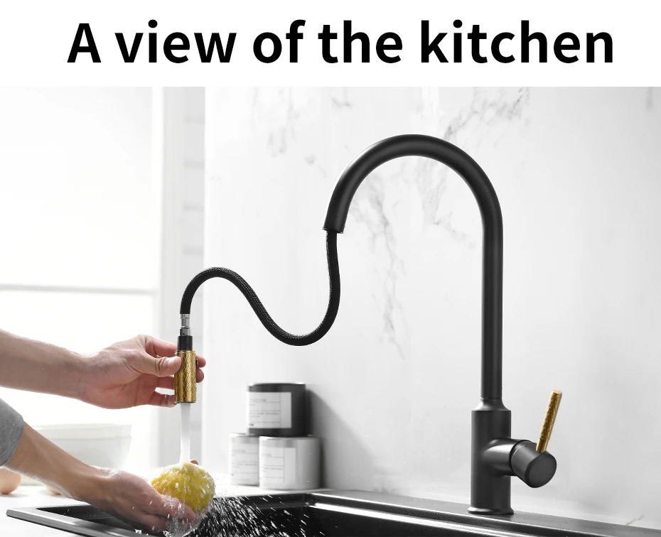 FLG кухонный кран вытяжной холодной и горячей смесителя кран черный белый воды один держатель кухонный смеситель кран