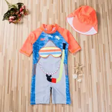 Солнцезащитный купальник для малышей от 2 до 7 лет, защитный от солнца для мальчиков, купальный костюм+ шапочка для плавания, купальный костюм, костюмы