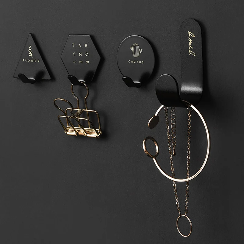 Minimalist Key Hanger Kids Wall Coat Hook Letter Rack Creative Geometric Key Holder Self-adhesive Stand Home Decoraction 4pcs (5)