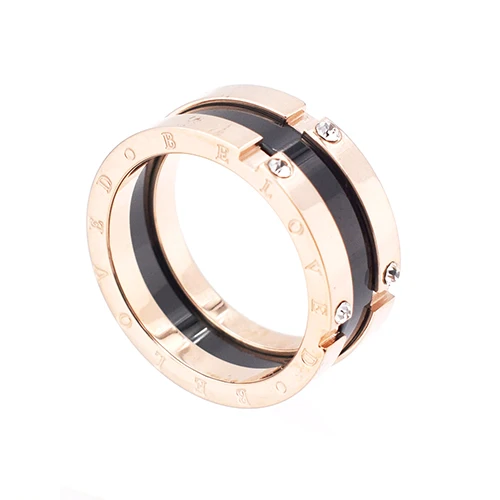 Бренд, модное керамическое кольцо с двумя клипсами из нержавеющей стали с любимыми/римскими цифрами для женщин, ручной мозаичный циркон, кольцо для любви - Цвет основного камня: BELOVED Rose Gold
