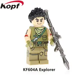 KF604A строительные блоки игры две недели фигурки с настоящим металлическим оружием Explorer Tracker коллекция для детей подарок игрушки