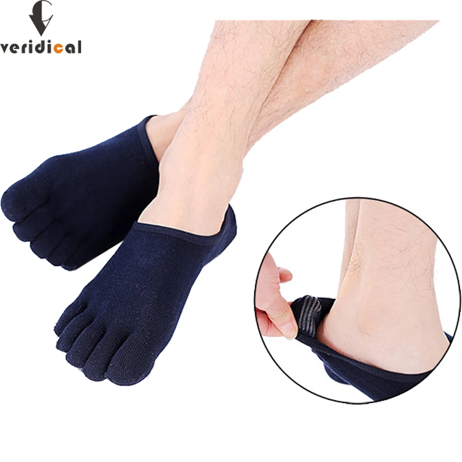

5 Pairs No Show Toe Socks Cotton Shallow Mouth Non-Slip Solid Sweat-Absorbing Breathable,Deodorant,Invisible 5 Finger Socks
