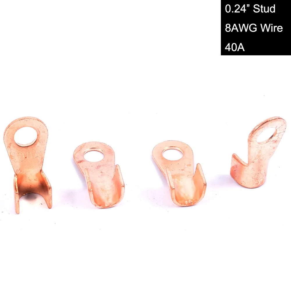 

Power Cable Lug Terminal Kit End Connection Upto 8AWG Wire 0.244" Stud Ring Eye for Electrical Engineering Battery Terminals