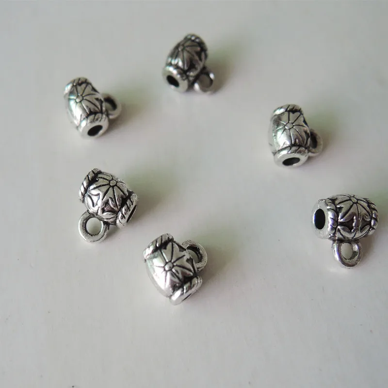200pcs/lot 6*4mm beads metal Connectors for charms bracelet Anti silver