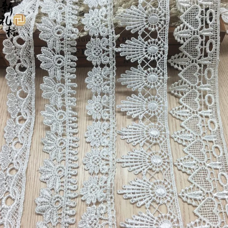 

15yards White Polyester Lace Trim Ribbon Water Soluble Embroidery Lace Apparel Decoration DIY Lace Fabric Clothing Accessories