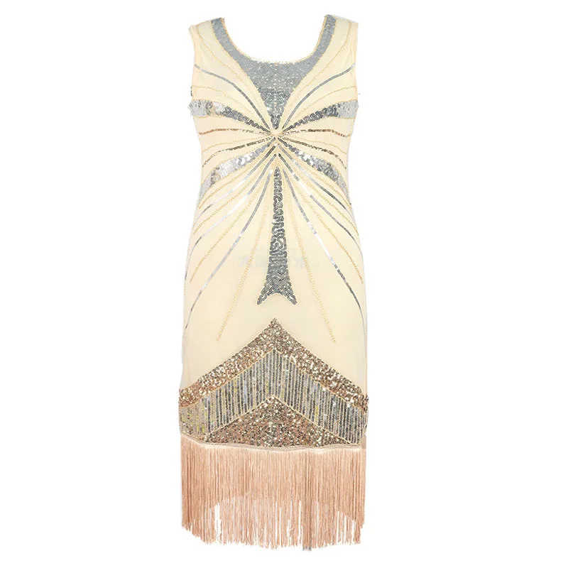 1920s Great Gatsby Robe Sequined Embellished Fringed Dress O-Neck Tassel Flapper Dress Summer Party Dresses vestidos verano 2018 (2)