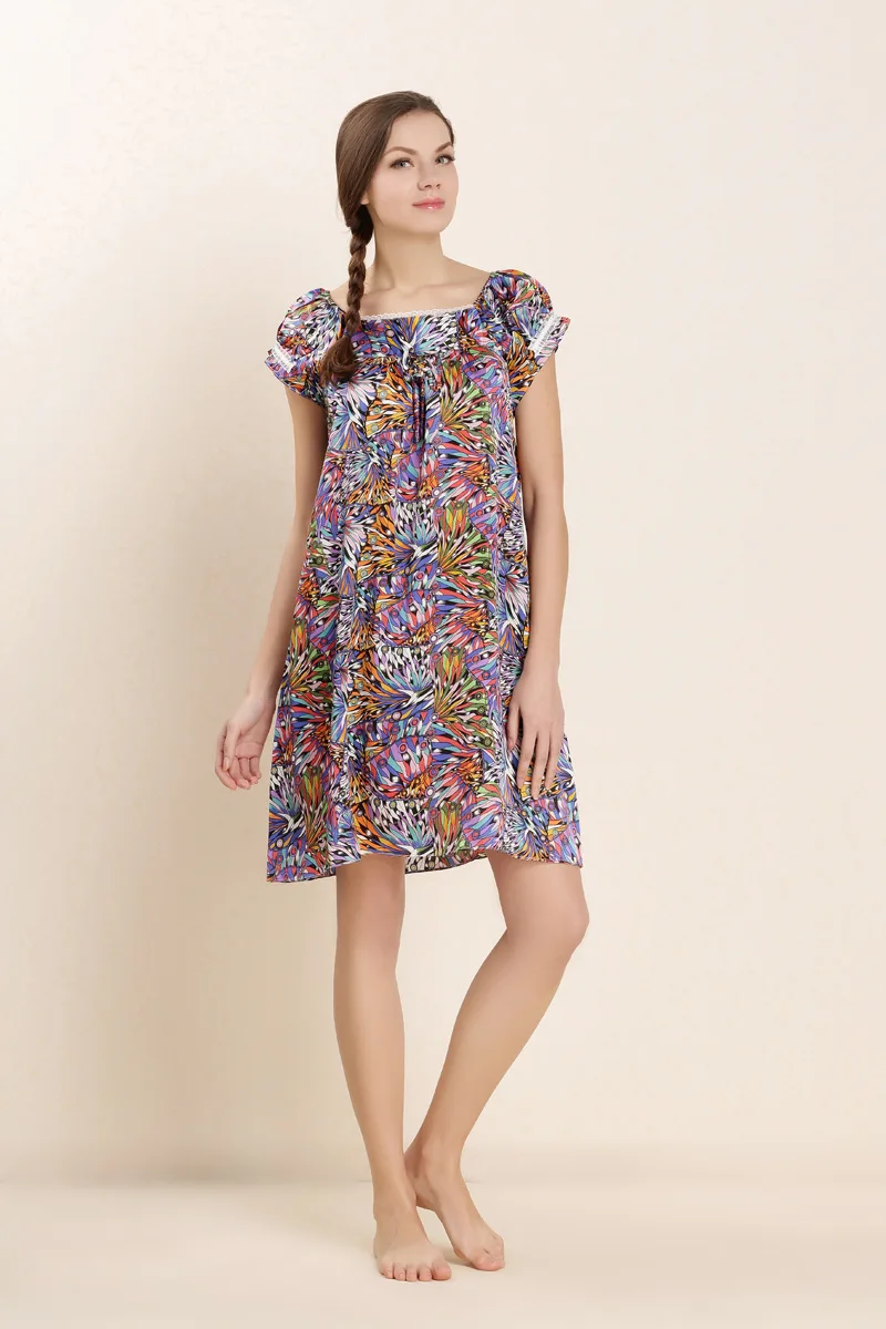 2017 Women Sleepwear Summer Female Short Nightgowns 100 Real Silk