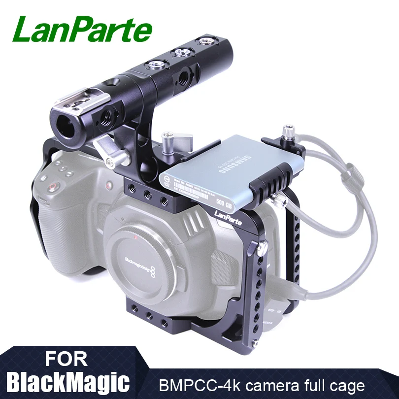 

Lanparte BMPCC 4K Camera Full Cage Rig Grip Top handle with SSD T5 clamp for Samsung for Blackmagic Pocket Cinema Camera