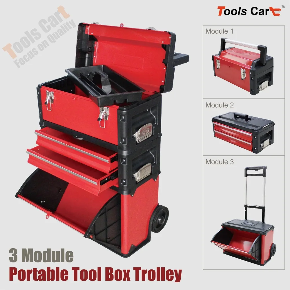 Image Tool Mobile Trolley Portable Tool Case Chest Two Castor Storage Box Toolbox New  5124