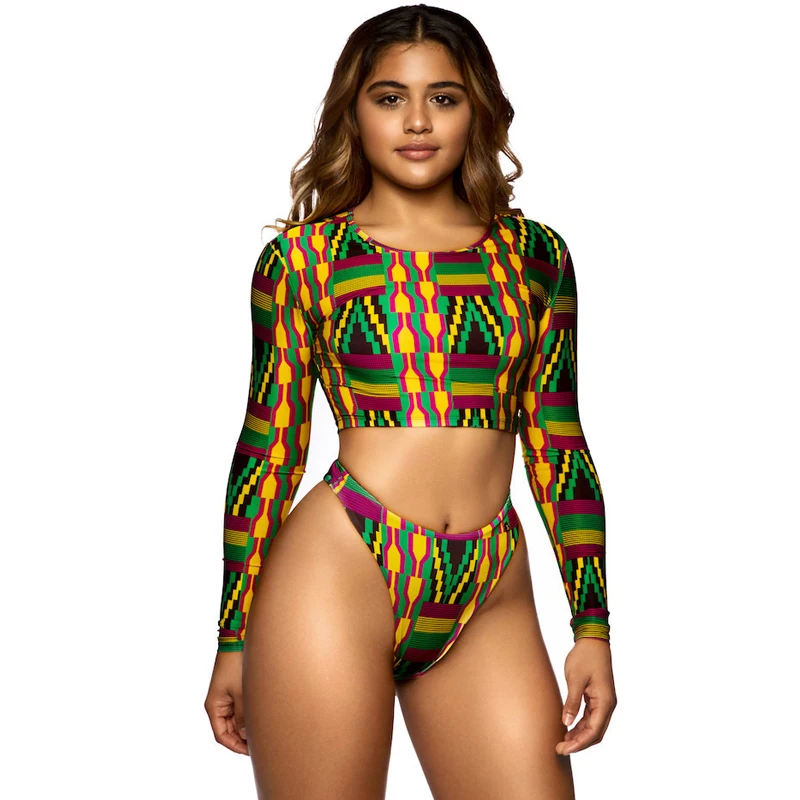 cropped long sleeve bikini top