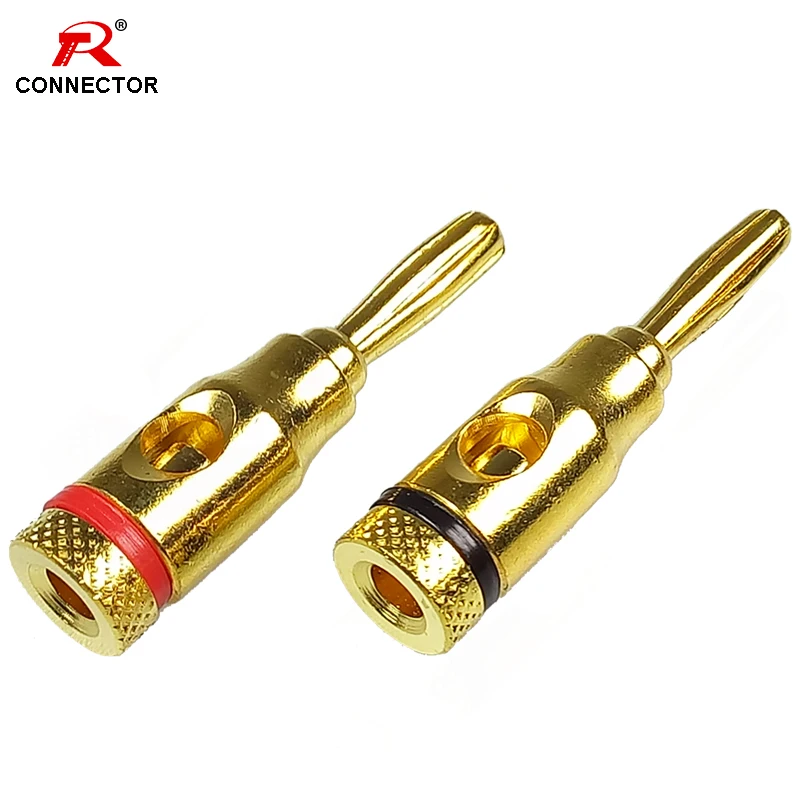 

8Pcs 4mm 24k Gold Plated Musical Audio Speaker Cable Wire Banana Plug Connector Stackable for bi-wiring or multiple speakers