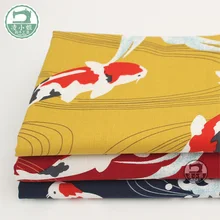 Дизайн, 3 цвета, японская хлопковая ткань с изображением рыбы кои/(ширина: 43 дюйма/110 см)/