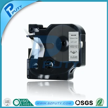 

Free shipping 3pcs dymo d1 12mm black on clear 45010 label tape compatible DYMO label machine
