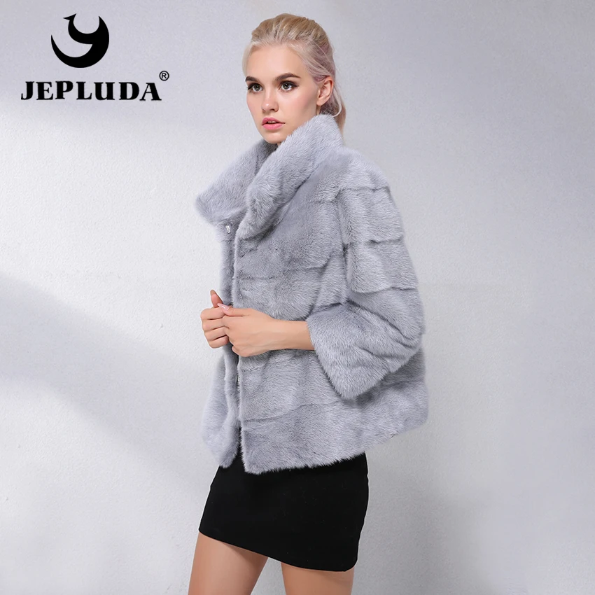 Jepluda New Type Natural Real Mink Fur Coat Women Commuting