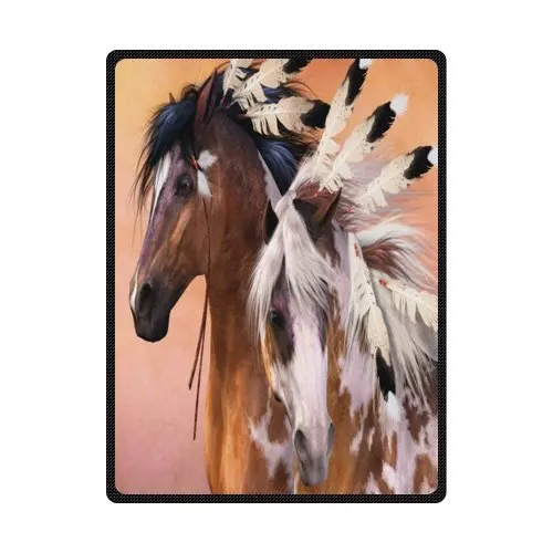 Buy Native American Indians Horse Fleece Blankets and