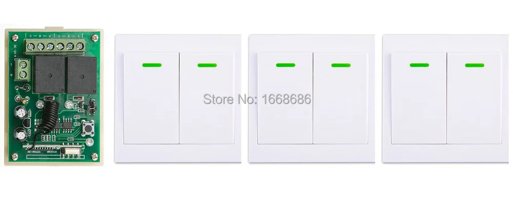 

New DC12V 2CH Wireless Remote Control Switch System Receiver + 3*Wall Panel Remote Transmitter Sticky Remote Smart Home Switch