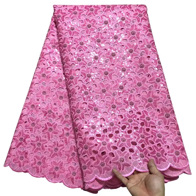 

High Quality African Lace Fabric 2018 Latest Organza Lace Fabric With Sequins Embroidered Nigerian Lace Fabric For Party HJ4857