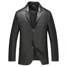 Мужская куртка из натуральной овечьей кожи, обычная мужская формальная черная куртка, Экстра большой размер, мужская куртка из натуральной кожи
