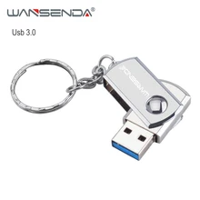 Новая металлическая USB флешка WANSENDA USB 3,0 цепочка для ключей, Флэшка-накопитель 8 ГБ 16 ГБ 32 ГБ 64 Гб 128 ГБ 256 ГБ Флешка с поворотом USB карта памяти